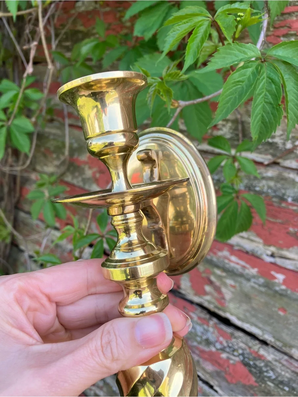 Whimsical Vintage Set of Solid Brass Candlestick Wall Sconces Cottage Decor - Picture 11 of 14